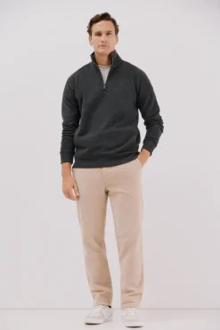 Cortefiel Sweatshirts-Sweatshirt com gola e fecho-éclair Cinzento