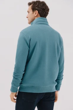 Cortefiel Sweatshirts-Sweatshirt com gola e fecho-éclair Azul