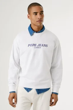 Pepe Jeans Sweatshirts-Sweatshirt com gola redonda , logo frontal e estampado nas costas. branco