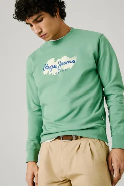 Pepe Jeans Sweatshirts-Sweatshirt com gola redonda , logo e estampado. verde