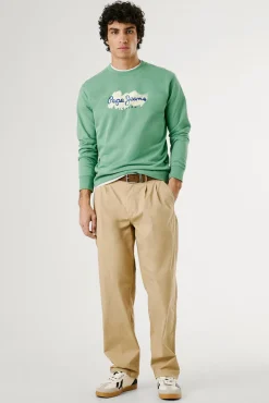 Pepe Jeans Sweatshirts-Sweatshirt com gola redonda , logo e estampado. verde