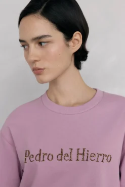 Pedro del Hierro Sweatshirts-Sweatshirt com logo de strass P&uacute;rpura