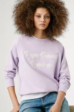 Pepe Jeans Sweatshirts-Sweatshirt de manga comprida com logo bordado na frente rosa