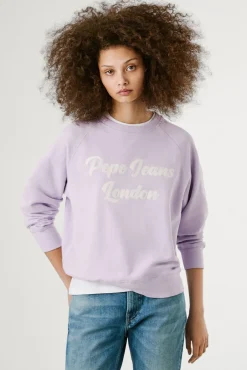 Pepe Jeans Sweatshirts-Sweatshirt de manga comprida com logo bordado na frente rosa