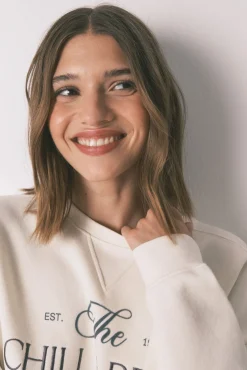 Women'secret Sweatshirts-Sweatshirt de pelúcia de algodão branco bege