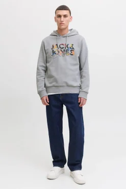 Jack & Jones Sweatshirts-Sweatshirt estampado de corte regular cinzento