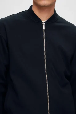 Selected Sweatshirts-Sweatshirt estilo bomber feito com algodão orgânico Azul