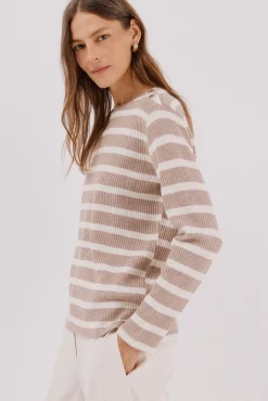 Cortefiel Sweatshirts-Sweatshirt estruturado riscas Tostado