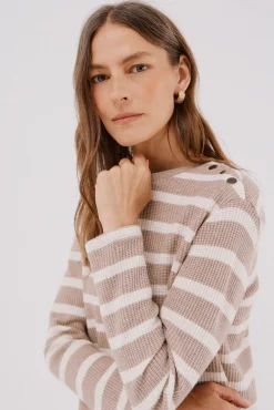 Cortefiel Sweatshirts-Sweatshirt estruturado riscas Tostado