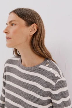 Cortefiel Sweatshirts-Sweatshirt estruturado riscas Cinzento