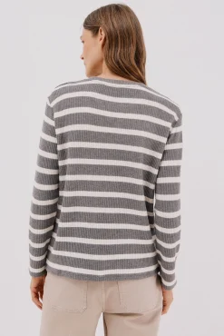 Cortefiel Sweatshirts-Sweatshirt estruturado riscas Cinzento