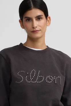 Silbon Sweatshirts-Sweatshirt feminino com tachas Preto