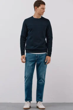 Cortefiel Sweatshirts-Sweatshirt gola caixa Azul