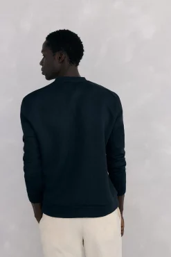 Pedro del Hierro Sweatshirts-Sweatshirt gola caixa tecido técnico Azul