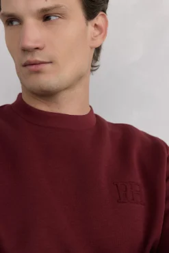 Pedro del Hierro Sweatshirts-Sweatshirt gola caixa tecido técnico Bordeaux