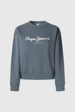 Pepe Jeans Sweatshirts-Sweatshirt Gola Redonda Com Logo azul