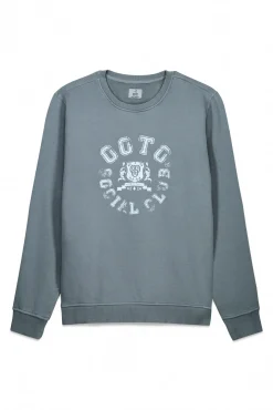 OOTO Sweatshirts-Sweatshirt gráfica gola caixa Azul