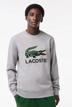 Lacoste Sweatshirts-Sweatshirt de corte clássico em felpa de algodão Cinzento