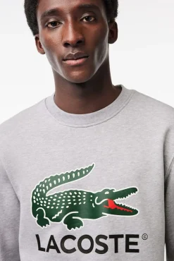 Lacoste Sweatshirts-Sweatshirt de corte clássico em felpa de algodão Cinzento