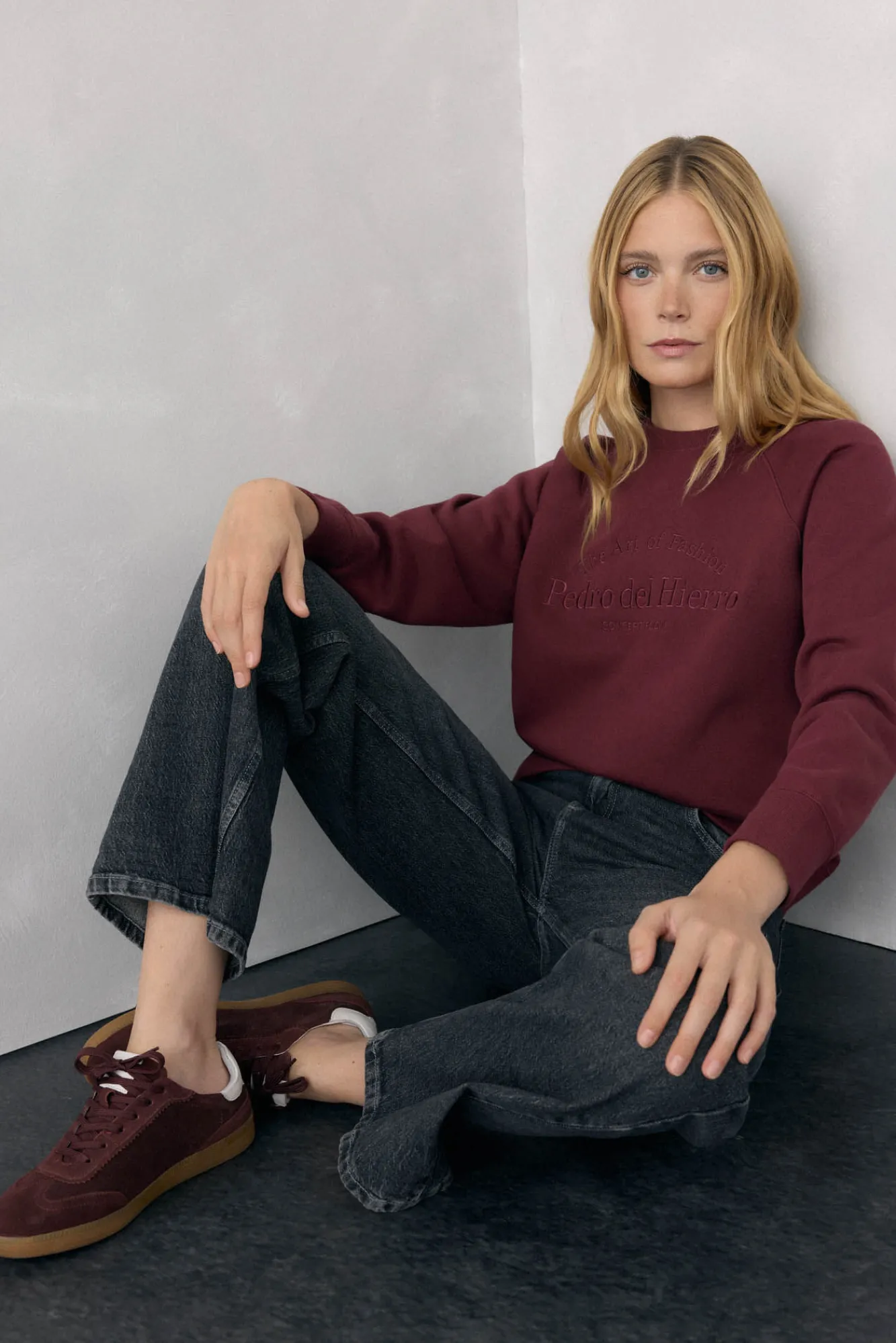Pedro del Hierro Sweatshirts-Sweatshirt logo bordado Bordeaux