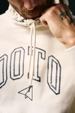 OOTO Sweatshirts-Sweatshirt logo com capuz Ecru
