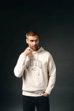 OOTO Sweatshirts-Sweatshirt logo com capuz Ecru