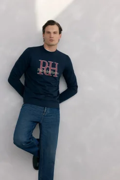 Pedro del Hierro Sweatshirts-Sweatshirt logo gola caixa Azul