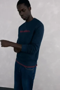 Pedro del Hierro Sweatshirts-Sweatshirt logo gola caixa Azul