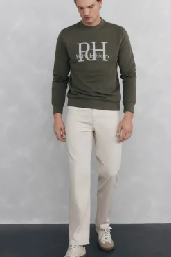 Pedro del Hierro Sweatshirts-Sweatshirt logo gola caixa Verde