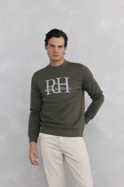 Pedro del Hierro Sweatshirts-Sweatshirt logo gola caixa Verde