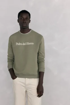 Pedro del Hierro Sweatshirts-Sweatshirt logo gola caixa Verde