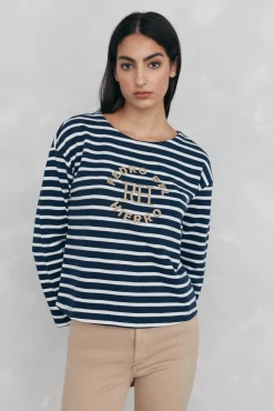 Pedro del Hierro Sweatshirts-Sweatshirt riscas bordado Azul