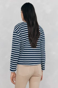 Pedro del Hierro Sweatshirts-Sweatshirt riscas bordado Azul