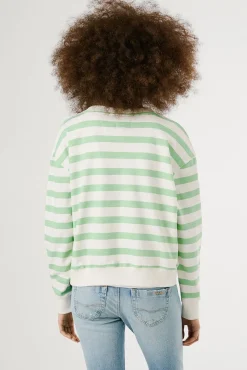 Pepe Jeans Sweatshirts-Sweatshirt riscas manga comprida com logo frontal verde