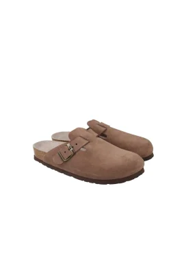 Genuins Tamancos|Calçado De Couro-Tamanco de pele com fivela ajustável Castanho