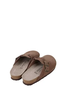 Genuins Tamancos|Calçado De Couro-Tamanco de pele com fivela ajustável Castanho