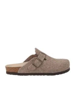 Genuins Tamancos-Tamanco de pele com fivela ajustável Castanho