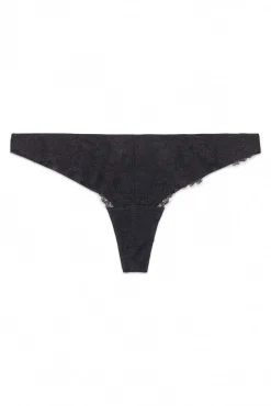 Women'secret Roupa Interior-Tanga de renda de tule preto