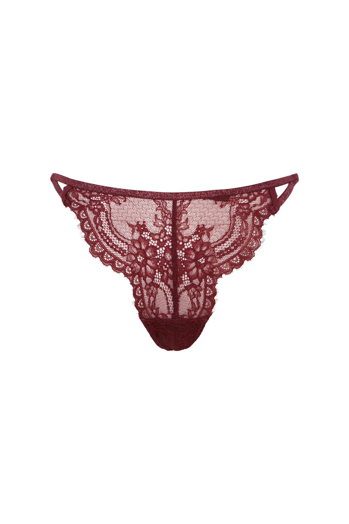 Women'secret Roupa Interior-Tanga renda lurex vinho vermelho
