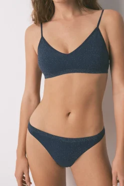 Women'secret Roupa Interior-Tanga sem costura lurex azul