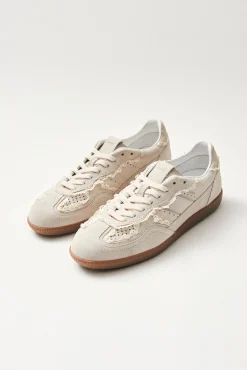 Alohas Sneakers-Tb.490 Pantufas de Couro Crochê Tostado