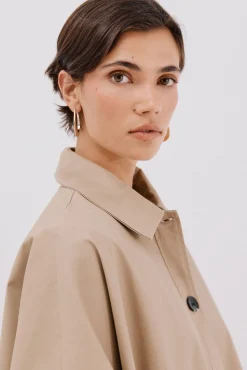 Cortefiel Casacos-tecido de gabardina Tostado