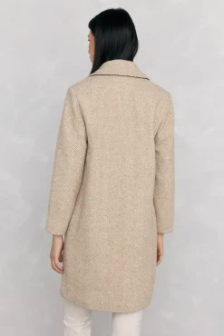 Pedro del Hierro Casacos-Tecido espiga Sobretudo Beige
