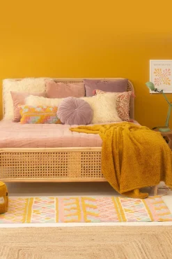 Calma House Cobertores-Tedy xadrez mostarda estampado