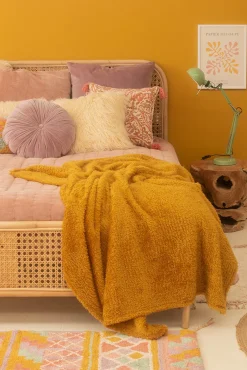 Calma House Cobertores-Tedy xadrez mostarda estampado