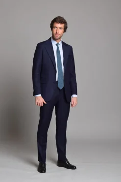 Cloking Fatos-Terno liso da coleção britânica 100% lã Azul