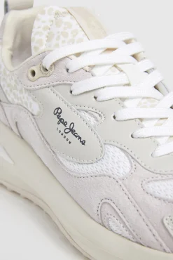 Pepe Jeans Sneakers-Tênis com detalhes de estampa animal bege