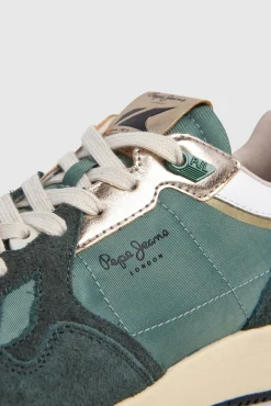 Pepe Jeans Sneakers|Calçado De Couro-Tênis com detalhes em Camurça verde