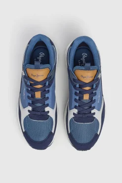 Pepe Jeans Sneakers-Tênis com detalhes em Camurça azul