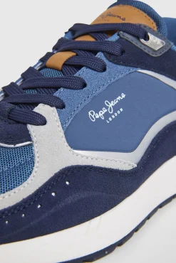 Pepe Jeans Sneakers-Tênis com detalhes em Camurça azul